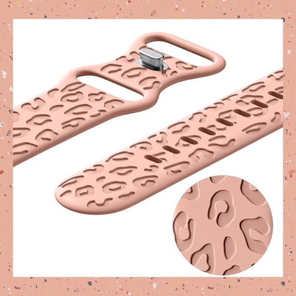 Set Of 4 Leopard pattern engraved silicone bands compatible with Apple Watch - Picture 7 of 8